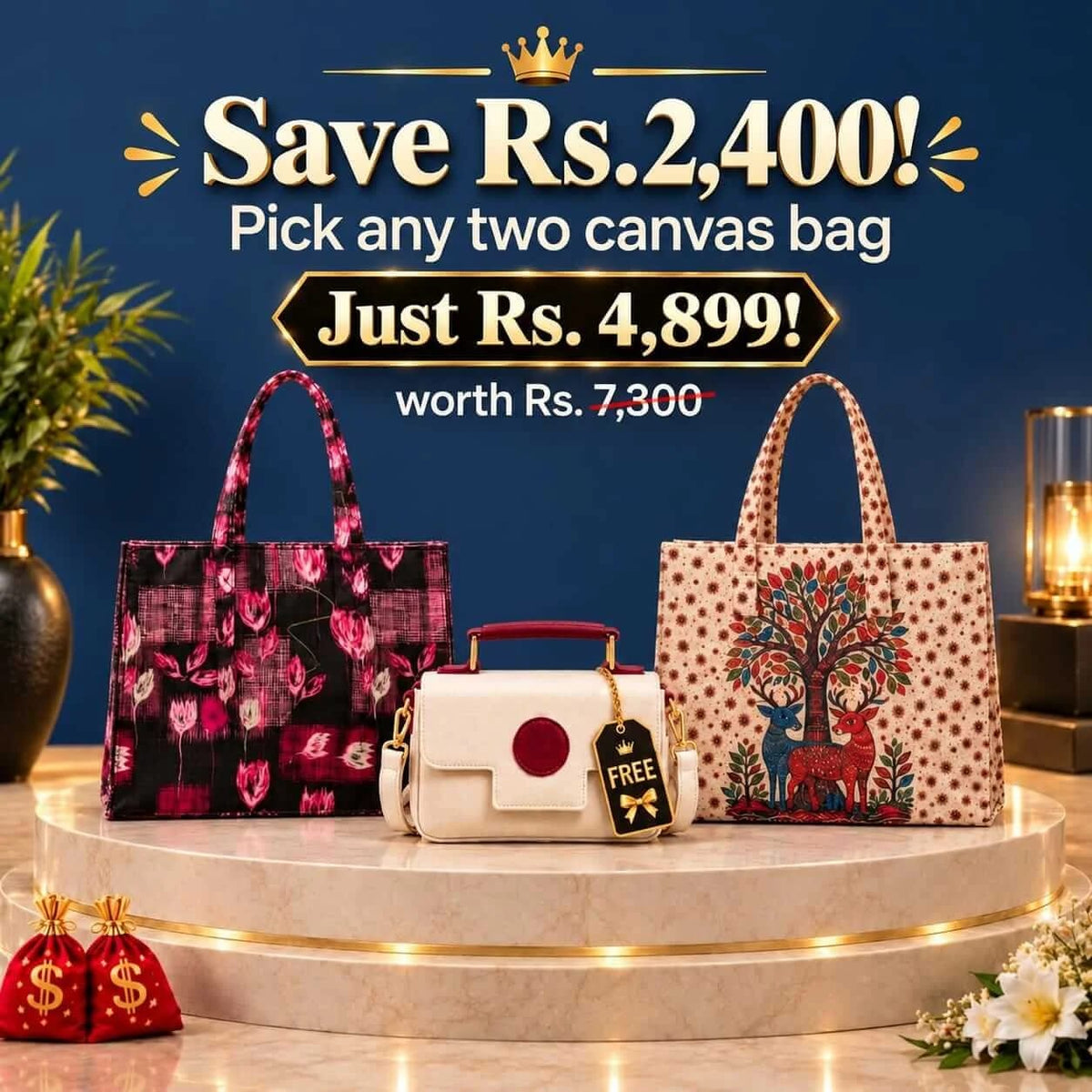 2X CANVAS TOTE BUNDLE