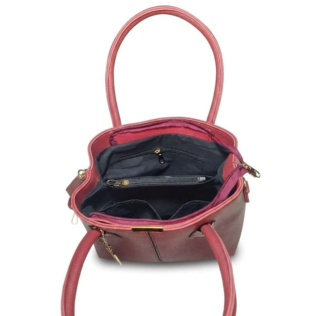 Inside lining and pocket detail of trendy shoulder bags
