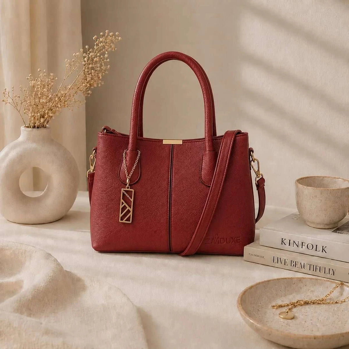  Everyday Elegance Red stylish shoulder bags for women by Zaiduxe