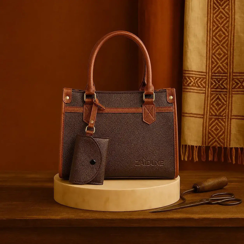 LuxeCarry Dark Brown elegant women bags front view by Zaiduxe