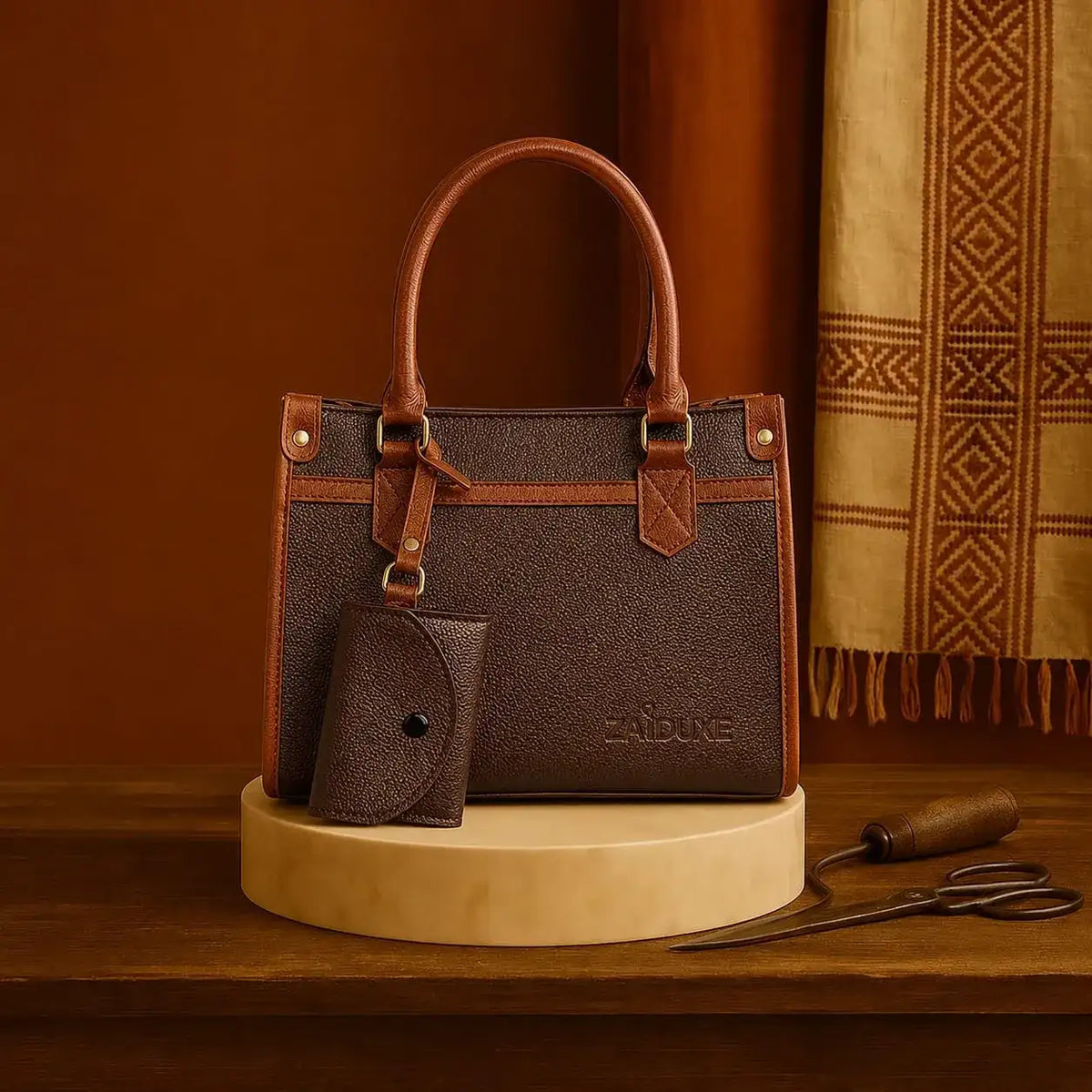 LuxeCarry Dark Brown elegant women bags front view by Zaiduxe