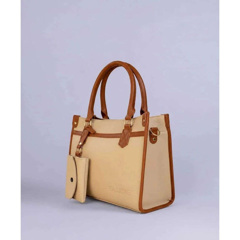 Side view of LuxeCarry Cream casual bags for women by Zaiduxe