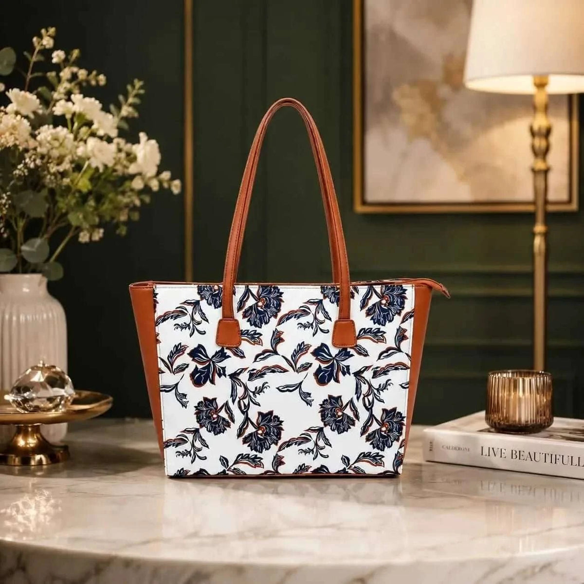 Printed canvas tote bag