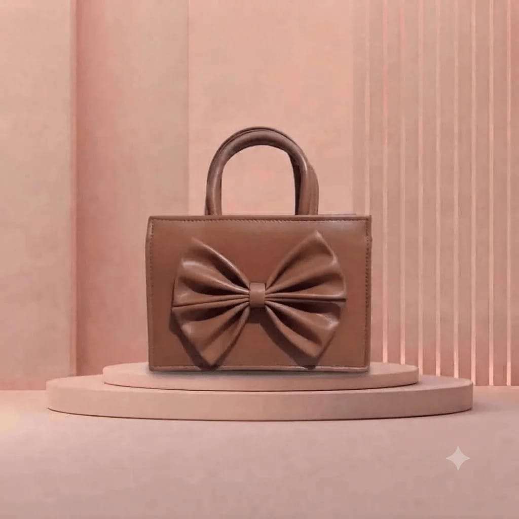 brown bow handbag online